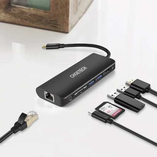 Choetech HUB adapter USB Type-C 6in1 100W PD fekete (HUB-M05) - 4