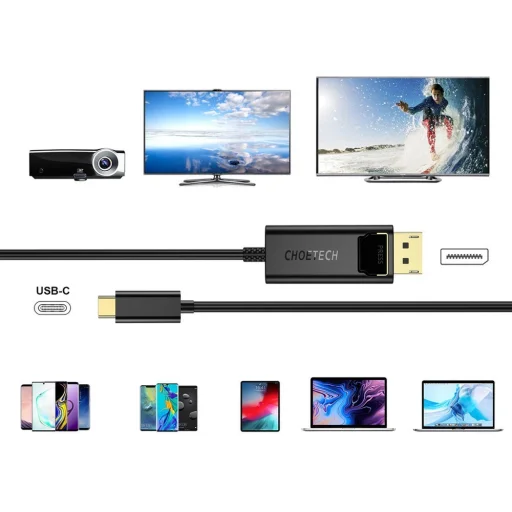 Choetech Egyirányú USB Type-C - Display Port 4K 1.8m fekete (XCP-1801BK) - 10