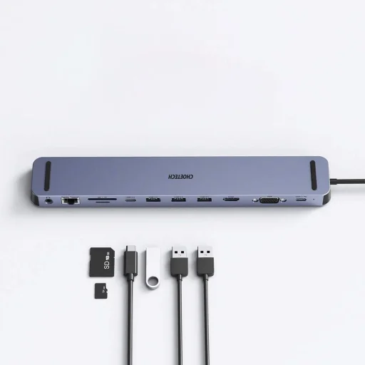 Choetech 11in1 HUB adapter USB Type-C 100W PD szürke (HUB-M20) - 2