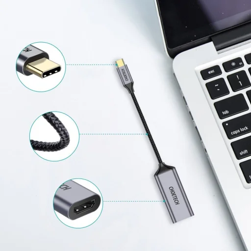 Choetech Egyirányú kábel adapter HUB USB Type C - HDMI 4K 60Hz szürke (HUB-H10) - 4