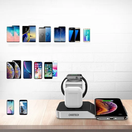 Choetech MFI Vezeték nélküli Qi töltő 4in1 Okostelefon / Apple Watch / AirPods 10W fekete (T316) - 3
