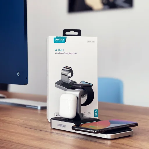 Choetech MFI Vezeték nélküli Qi töltő 4in1 Okostelefon / Apple Watch / AirPods 10W fekete (T316) - 14