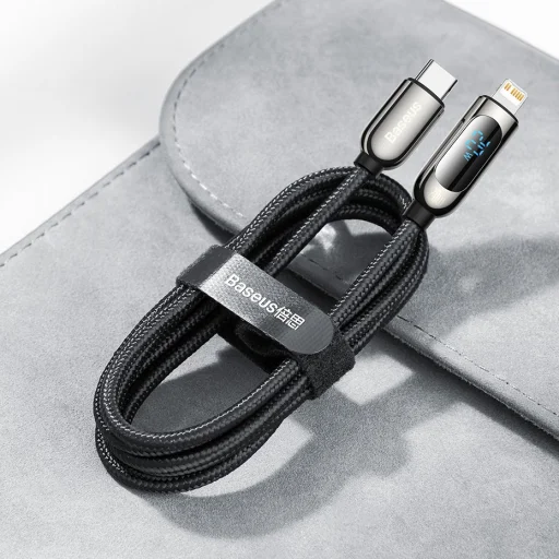 Baseus USB Type C - Lightning kábel 20W PD kijelzővel 1m fekete (CATLSK-01) - 15