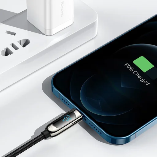 Baseus USB Type C - Lightning kábel 20W PD kijelzővel 1m fekete (CATLSK-01) - 5