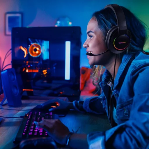 Tronsmart Sparkle RGB Gamer fejhallgató USB mikrofonnal távirányítóval fekete (467600) - 6