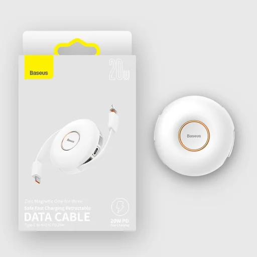 Baseus Zinc 3 az 1-ben mágneses visszahúzható kábel szett USB Type C - micro USB / USB Type C / Lightning 20W 1m fekete - 13