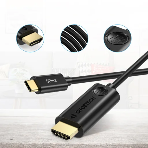 Choetech Egyirányú adapter kábel USB Type-C - HDMI 2.0 4K 60Hz 1.8m fekete (CH0019) - 7