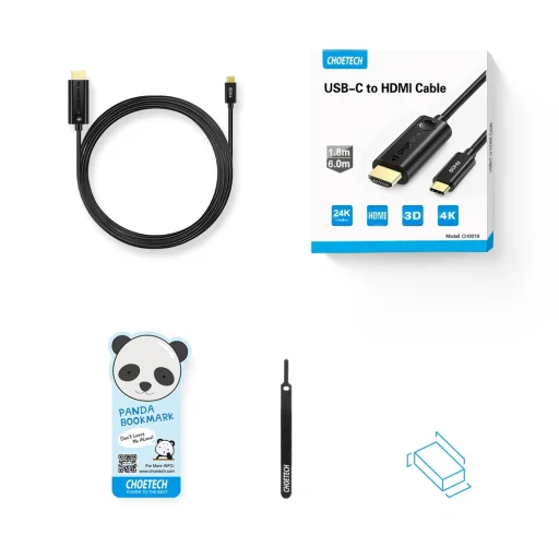Choetech Egyirányú adapter kábel USB Type-C - HDMI 2.0 4K 60Hz 1.8m fekete (CH0019) - 11