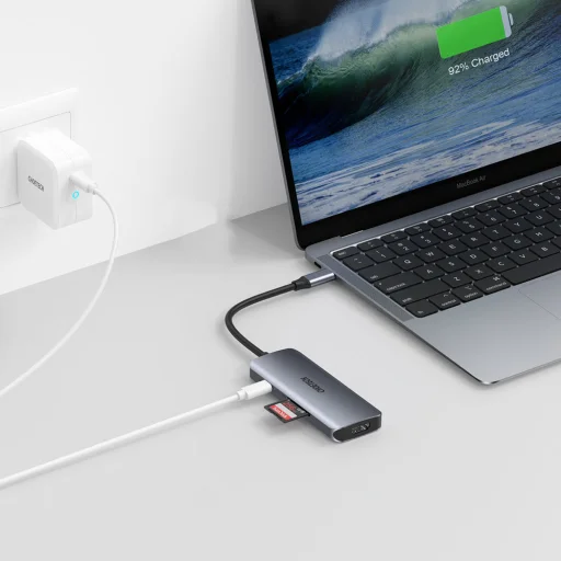 Choetech 7in1 USB Type-C HUB - 3x USB 3.2 Gen 1 / SD és TF kártyaolvasó / HDMI 4K@30Hz / USB Type-C szürke (HUB-M19) - 4