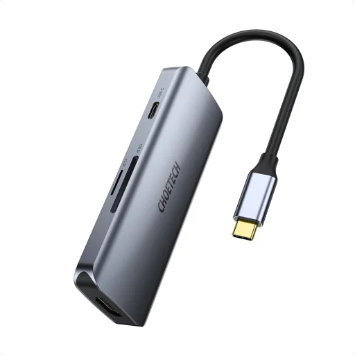 Choetech 7in1 USB Type-C HUB - 3x USB 3.2 Gen 1 / SD és TF kártyaolvasó / HDMI 4K@30Hz / USB Type-C szürke (HUB-M19) - 6