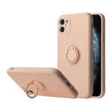 iPhone 13 Pro Max Vennus szilikon tok hátlapi gyűrűvel világos rózsaszín