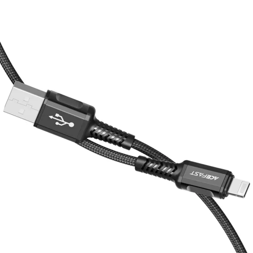 Acefast kábel MFI USB – Lightning 1.2 m, 2.4A fekete (C1-02 black) - 3