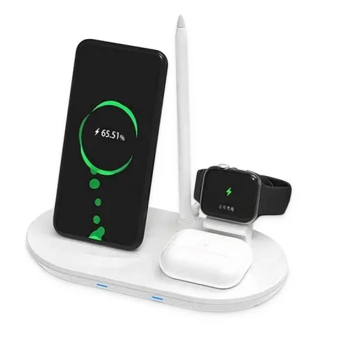 QI dokkolóállomás 4 az 1-ben vezeték nélküli indukciós töltő 4A fehér - 7