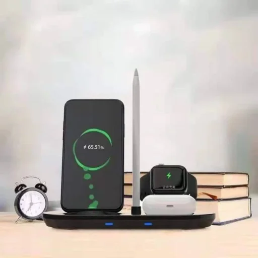 QI dokkolóállomás 4 az 1-ben vezeték nélküli indukciós töltő 4A fehér - 1