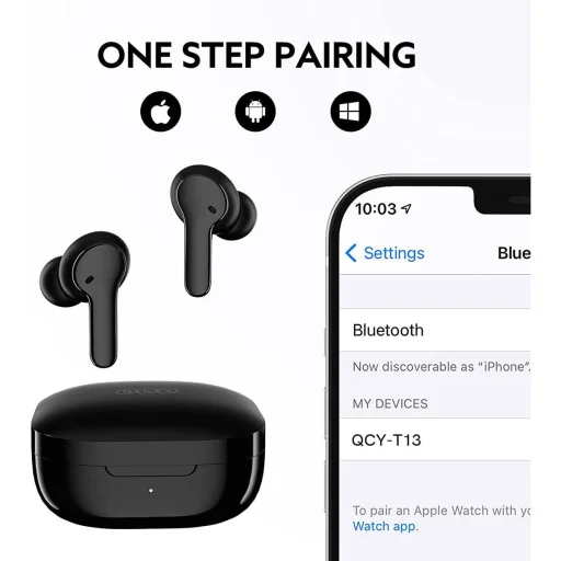 QCY T13 TWS ANC Bluetooth 5.1 vezeték nélküli fülhallgató fekete - 2