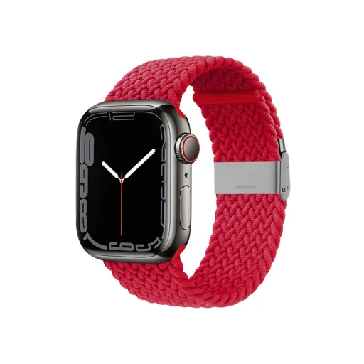Apple Watch 42/44/45 mm Crong Wave Band Fonott szíj piros - 5