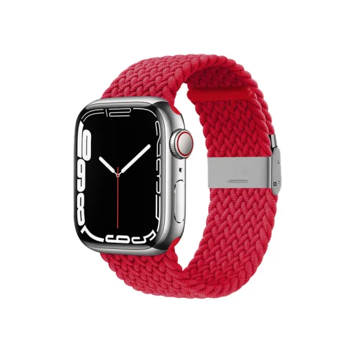 Apple Watch 42/44/45 mm Crong Wave Band Fonott szíj piros - 1