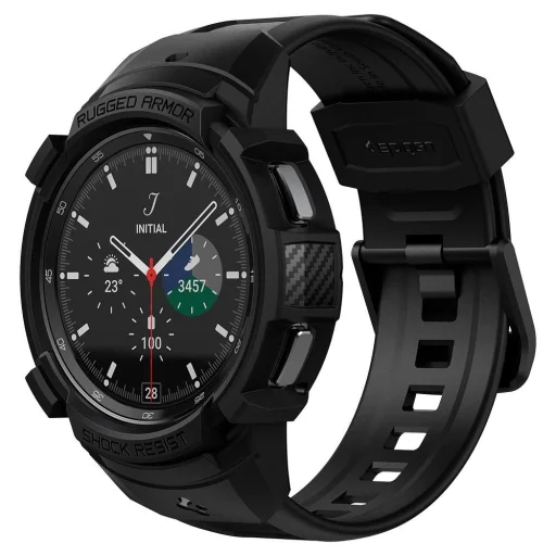 Samsung Galaxy Watch 4 Classic 46 mm Spigen Rugged Armor Pro szíj és tok matt fekete - 1