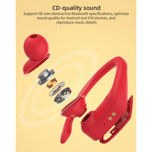 GJBY Vezeték nélküli bluetooth sport fülhallgató, bézs (TWS-08) - 5