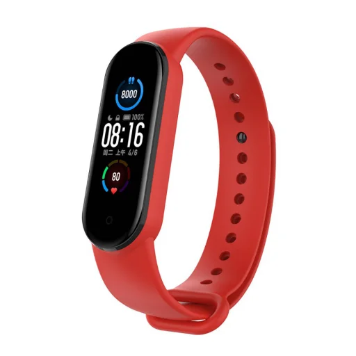 Xiaomi Mi Smart Band 5 / 6 Szilikon óraszíj piros - 1