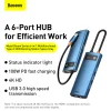 Baseus Adapter HUB - Type-C - 3x USB3.0 + 1x HDMI 4K + Type-C PD 100W + RJ45 (WKWG000003) Kék thumbnail