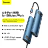 Baseus Adapter HUB - Type-C - 3x USB3.0 + 1x HDMI 4K + Type-C PD 100W + RJ45 + SD + MicroSD (WKWG000103) Kék thumbnail