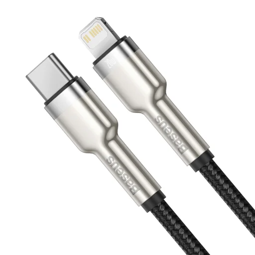 Baseus Cafule Metal nylon harisnyázott USB Type-C/ Lightning kábel PD 20W 2m fekete (CATLJK-B01) - 2