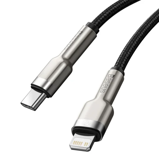 Baseus Cafule Metal nylon harisnyázott USB Type-C/ Lightning kábel PD 20W 2m fekete (CATLJK-B01) - 4