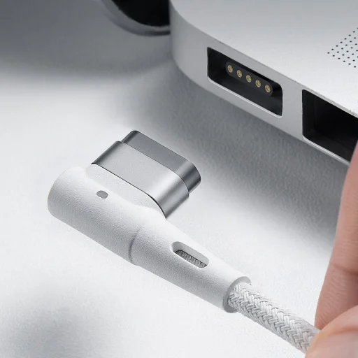 Baseus Zinc Magnetic USB Type-C - Apple Laptop L-alakú mágneses fej töltő kábel 60W 2m (CATXC-W02) fehér - 14