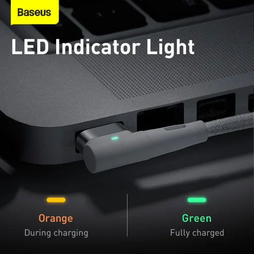 Baseus Zinc Magnetic USB Type-C - Apple Laptop L-alakú mágneses fej töltő kábel 60W 2m (CATXC-W02) fehér - 16