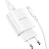 Borofone BN1 Hálózati töltő adapter USB 2.1A + Lightning kábel fehér thumbnail