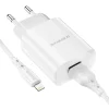 Borofone BN1 Hálózati töltő adapter USB 2.1A + Lightning kábel fehér thumbnail