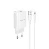 Borofone BN1 Hálózati töltő adapter USB 2.1A + Lightning kábel fehér thumbnail