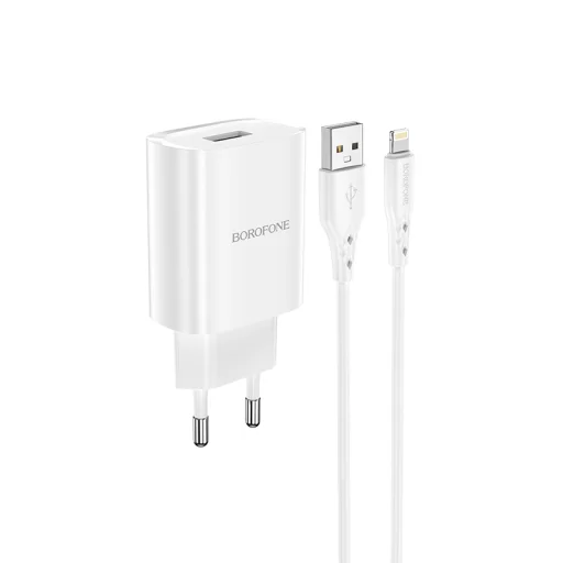 Borofone BN1 Hálózati töltő adapter USB 2.1A + Lightning kábel fehér - 2
