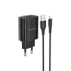 Borofone BN1 Hálózati töltő adapter USB 2.1A + Lightning kábel fekete thumbnail