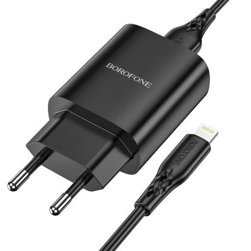 Borofone BN1 Hálózati töltő adapter USB 2.1A + Lightning kábel fekete - 3