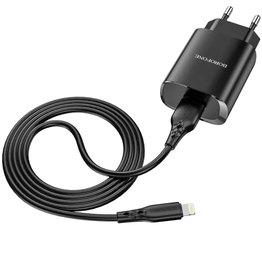 Borofone BN1 Hálózati töltő adapter USB 2.1A + Lightning kábel fekete - 4
