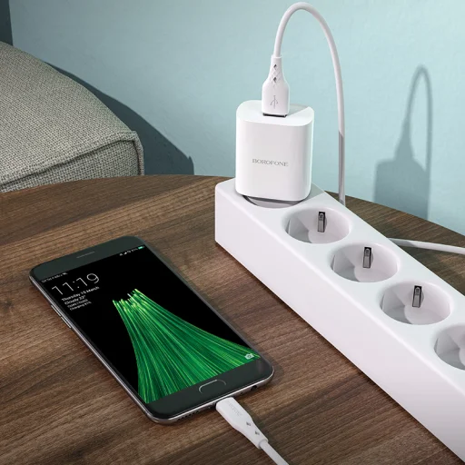 Borofone BN1 Hálózati töltő adapter USB 2.1A + Micro USB kábel fehér - 4