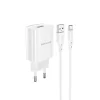 Borofone BN1 Hálózati töltő adapter USB 2.1A + USB Type-C kábel fehér thumbnail