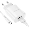 Borofone BN1 Hálózati töltő adapter USB 2.1A + USB Type-C kábel fehér thumbnail