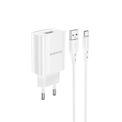 Borofone BN1 Hálózati töltő adapter USB 2.1A + USB Type-C kábel fehér - 7