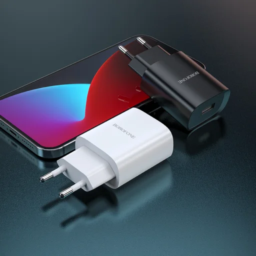 Borofone BN1 Hálózati töltő adapter USB 2.1A + USB Type-C kábel fehér - 5