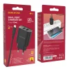 Borofone BN2 Hálózati töltő adapter 2x USB 2.1A + Lightning kábel fekete thumbnail