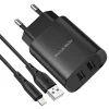 Borofone BN2 Hálózati töltő adapter 2x USB 2.1A + Lightning kábel fekete thumbnail
