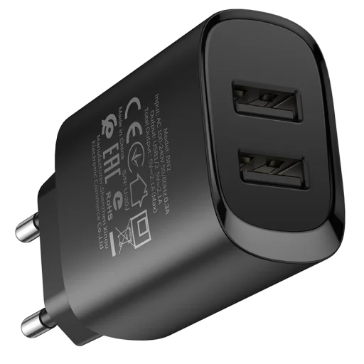 Borofone BN2 Hálózati töltő adapter 2x USB 2.1A + Lightning kábel fekete - 2