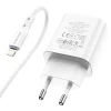 Borofone BN4 Hálózati töltő adapter USB + USB Type-C QC 3.0 PD 2.0 20W + USB Type-C - Lightning kábel fehér thumbnail