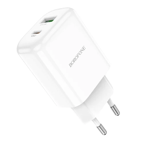 Borofone USB + USB Type-C QC 3.0 PD 2.0 20W fehér BN4 Hálózati töltő adapter - 8