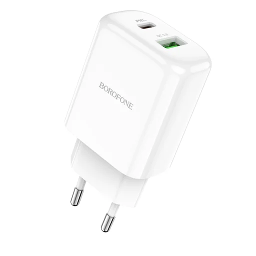 Borofone USB + USB Type-C QC 3.0 PD 2.0 20W fehér BN4 Hálózati töltő adapter - 4