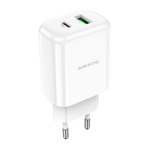 Borofone USB + USB Type-C QC 3.0 PD 2.0 20W fehér BN4 Hálózati töltő adapter - 1