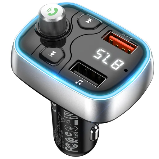 Borofone Fm Transmitter BC32 Bluetooth 2x USB + Micro SD - QC 3.0 18W 2,4A fekete - 4